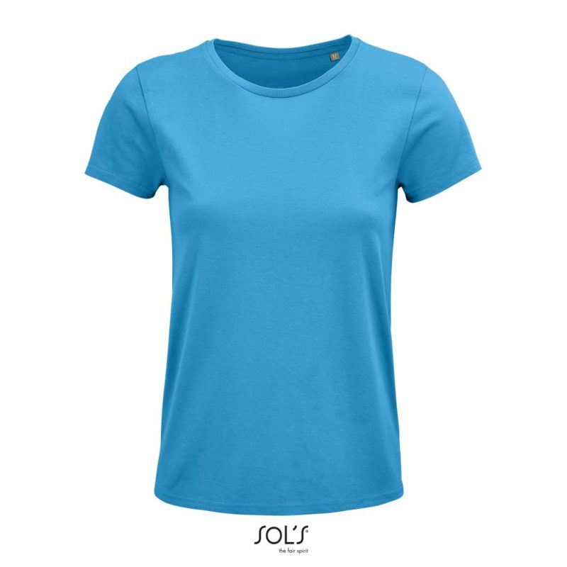 Camiseta Mujer Ajustada De Punto Liso Y Cuello Redondo Crusader Women Sols - Aqua - Sols