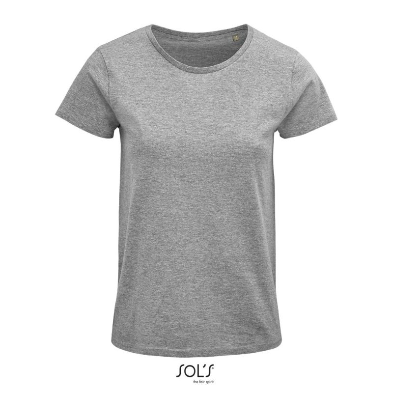 Camiseta Mujer Ajustada De Punto Liso Y Cuello Redondo Crusader Women Sols - Gris Mezcla - Sols