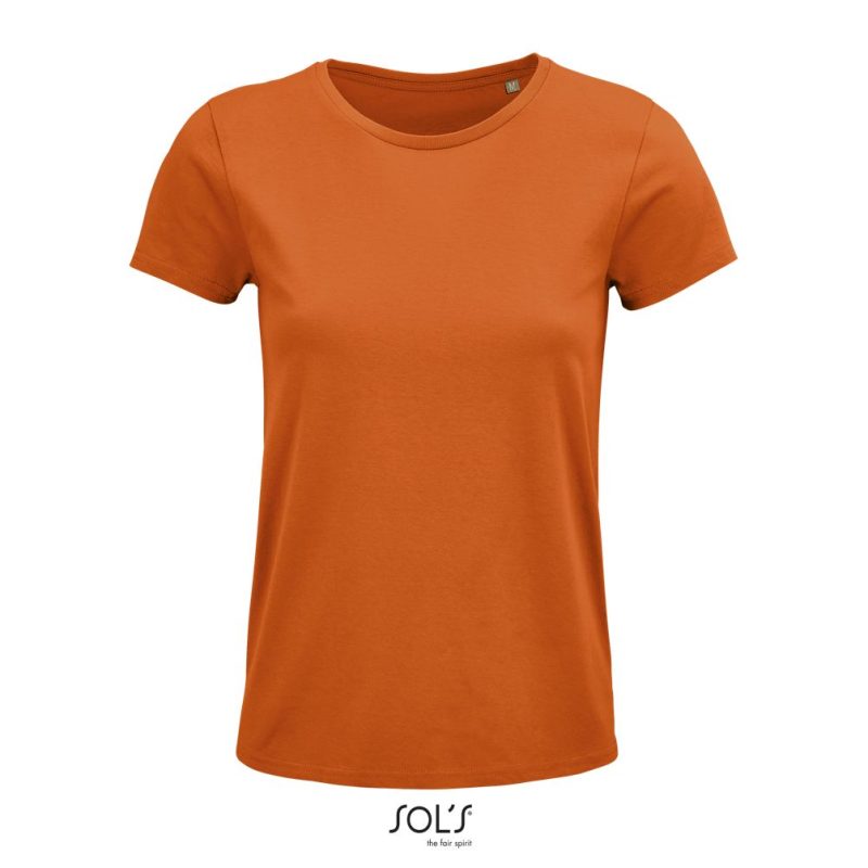 Camiseta Mujer Ajustada De Punto Liso Y Cuello Redondo Crusader Women Sols - Naranja - Sols