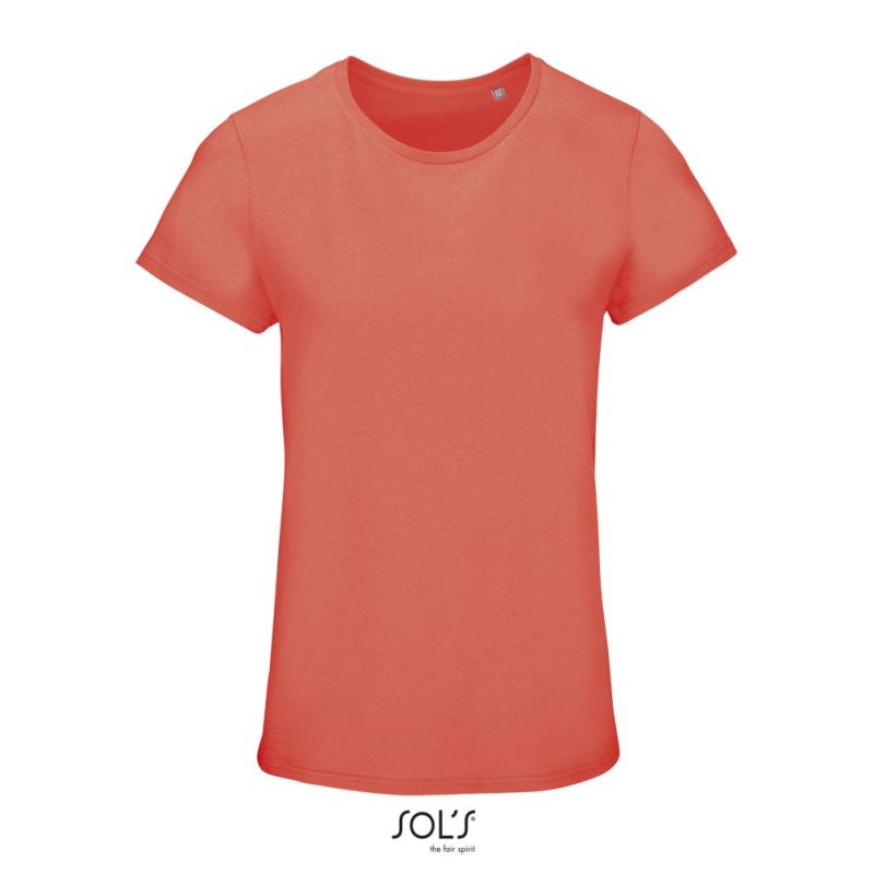 Camiseta Mujer Ajustada De Punto Liso Y Cuello Redondo Crusader Women Sols - Naranja Pop - Sols