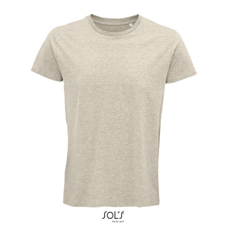 Camiseta Hombre Ajustada De Punto Liso Y Cuello Redondo Crusader Men Sols - Beige Jaspeado - Sols