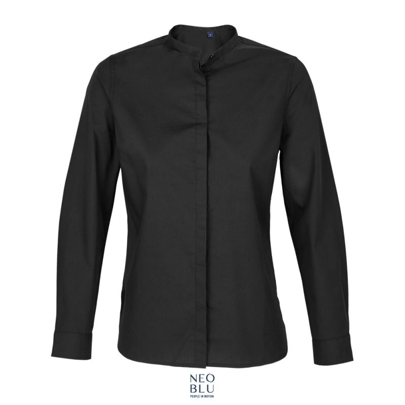 Camisa De Cuello Mandarín Para Mujer Neoblu Bart Women Sols - Negro Profundo - Sols