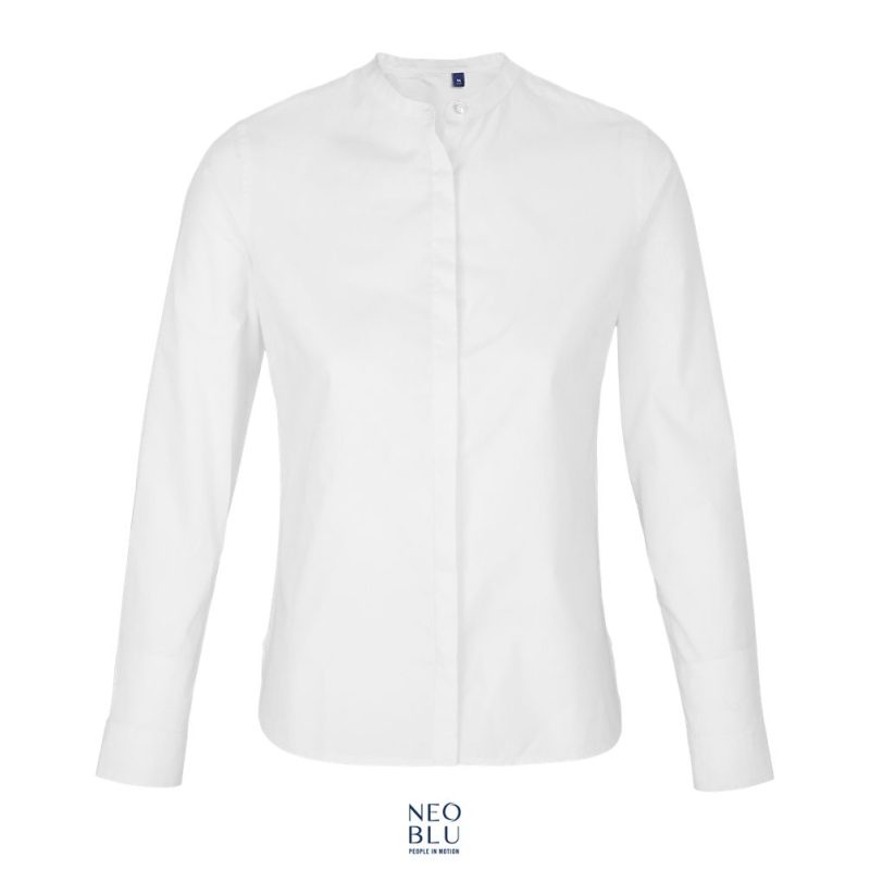 Camisa De Cuello Mandarín Para Mujer Neoblu Bart Women Sols - Blanco Óptimo - Sols