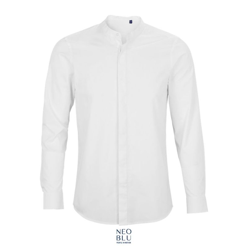 Camisa De Hombre Con Cuello Mandarín Neoblu Bart Men Sols - Blanco Óptimo - Sols