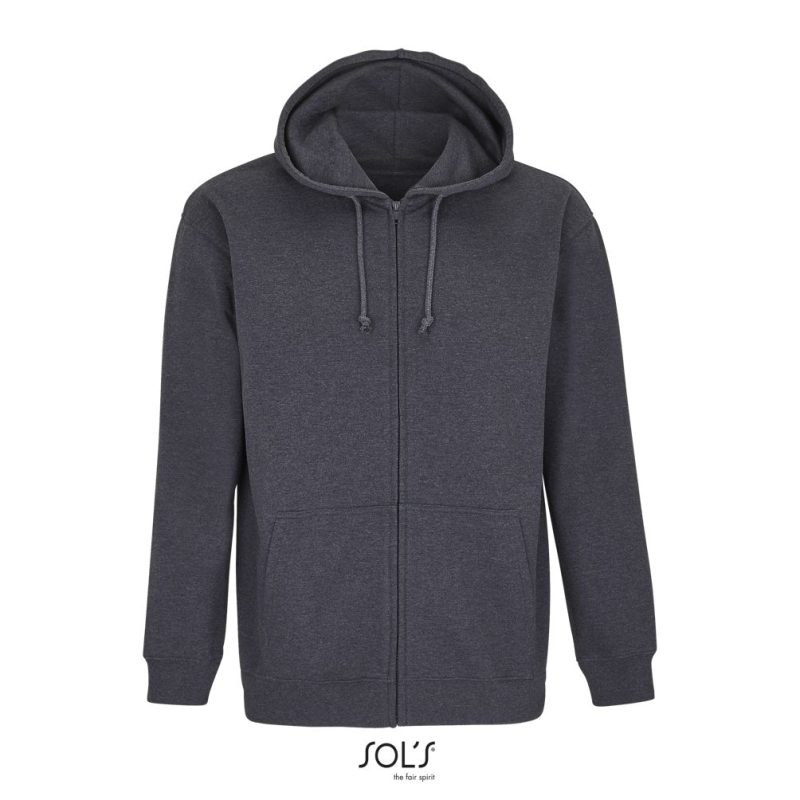 Sudadera Unisex Con Cremallera Y Capucha Carter Sols - Antracita Mezcla - Sols