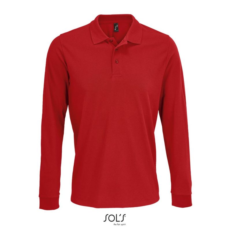 Polo Unisex Manga Larga De Polialgodón Prime Lsl Sols - Rojo - Sols