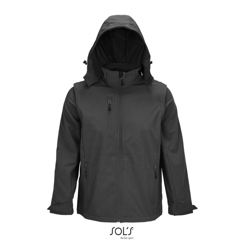 Softshell Con Capucha Y Mangas Desmontables Falcon 3In1 Sols - Antracita - Sols