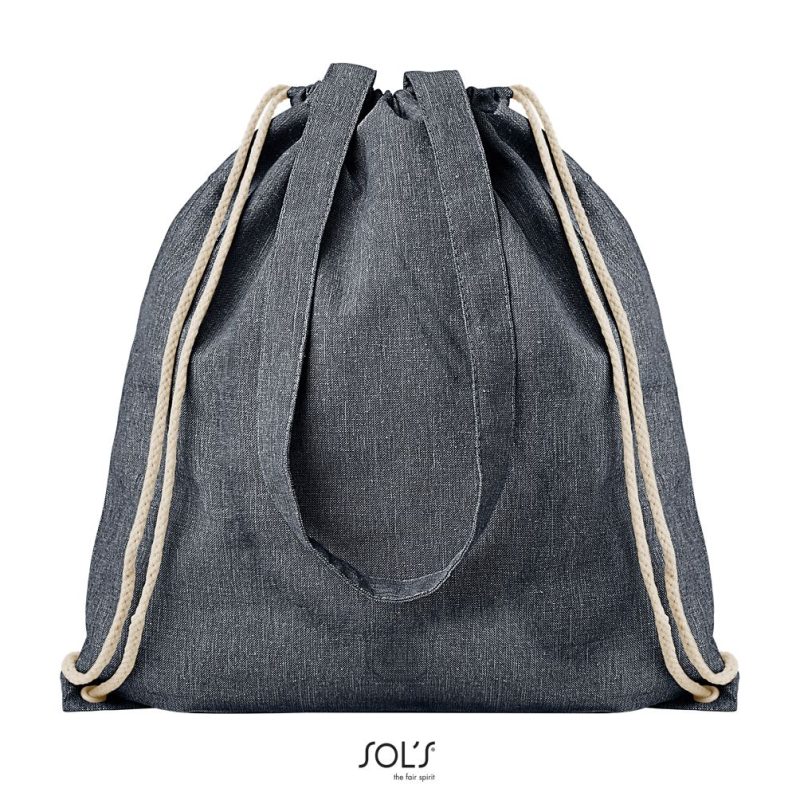 Mochila Con Cordones Y Asas Atlanta Sols - Denim Jaspeado - Sols