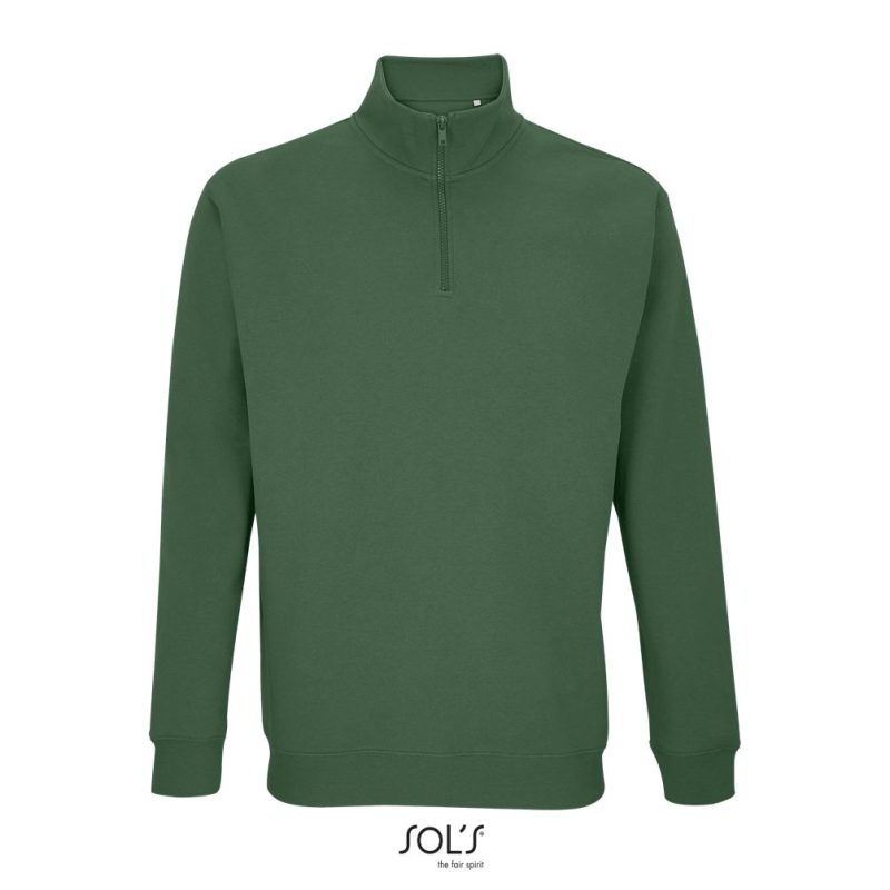 Sudadera Unisex Cuello Alto Con Cremallera 1/4 Conrad Sols - Verde Botella - Sols