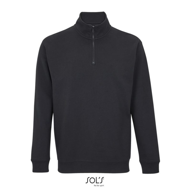 Sudadera Unisex Cuello Alto Con Cremallera 1/4 Conrad Sols - Negro - Sols
