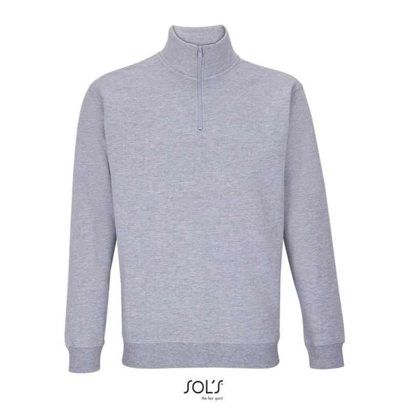 Sudadera Unisex Cuello Alto Con Cremallera 1/4 Conrad Sols - Gris Mezcla - Sols