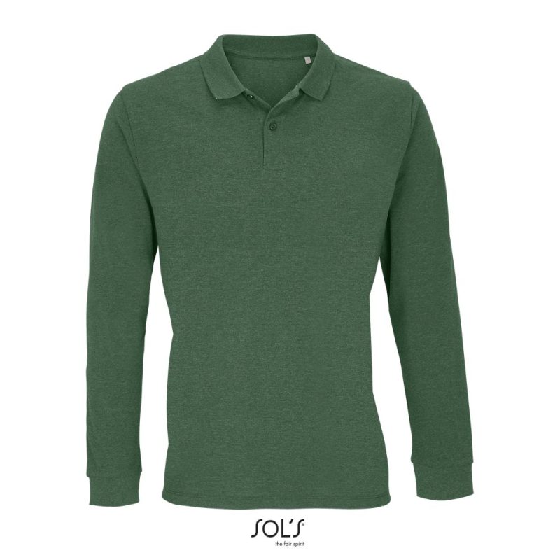 Polo Unisex De Manga Larga Planet Lsl Sols - Verde Botella - Sols