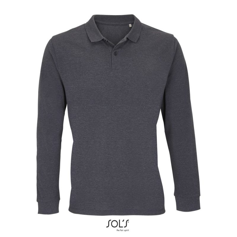 Polo Unisex De Manga Larga Planet Lsl Sols - Antracita Mezcla - Sols