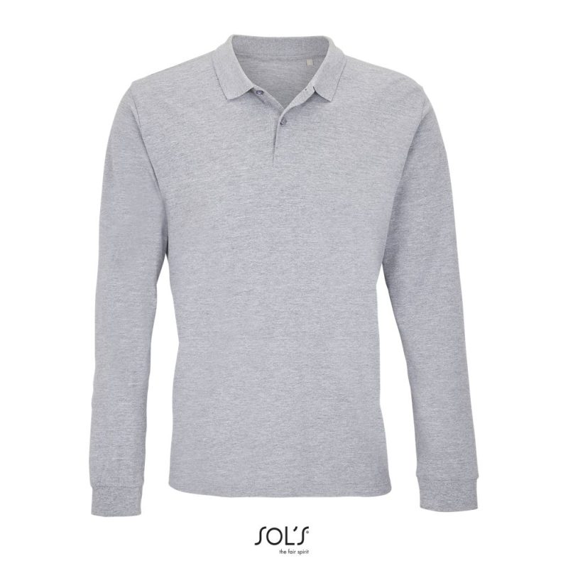 Polo Unisex De Manga Larga Planet Lsl Sols - Gris Mezcla - Sols