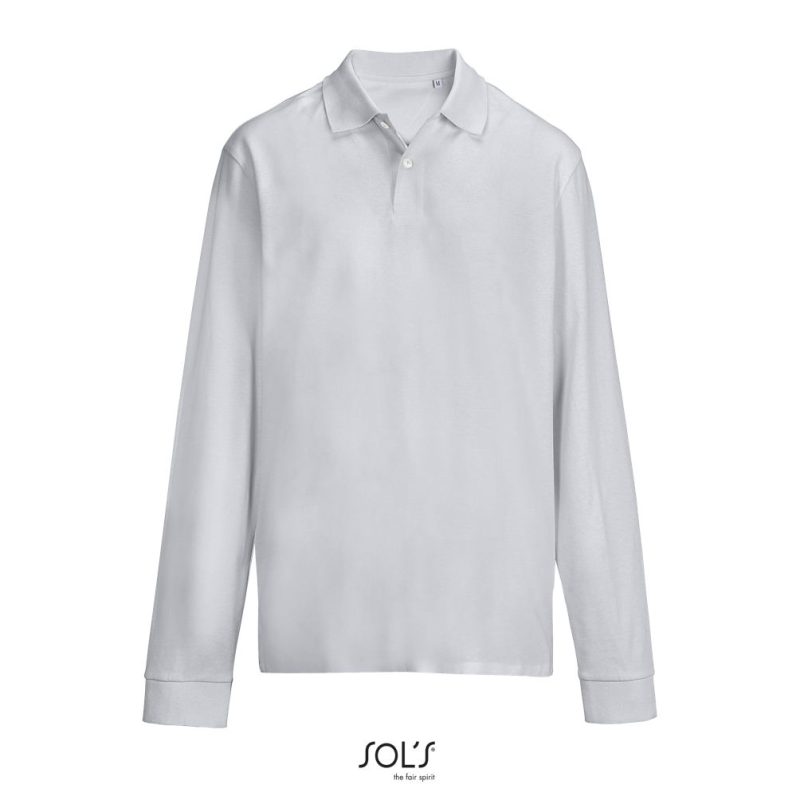 Polo Unisex Pacific Lsl Sols - Gris Puro - Sols