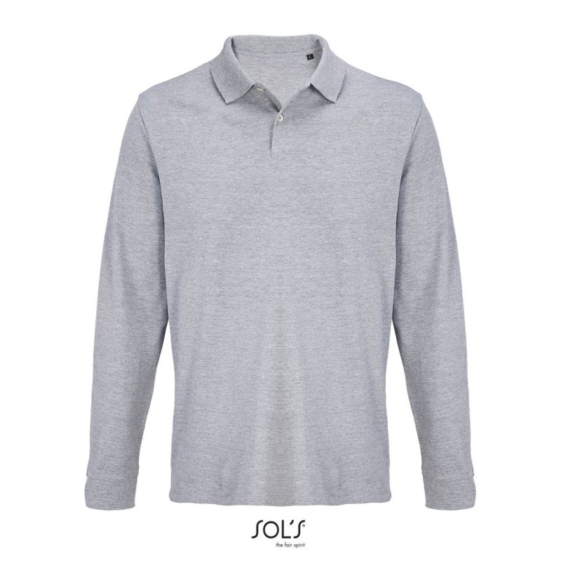 Polo Unisex Pacific Lsl Sols - Gris Mezcla - Sols