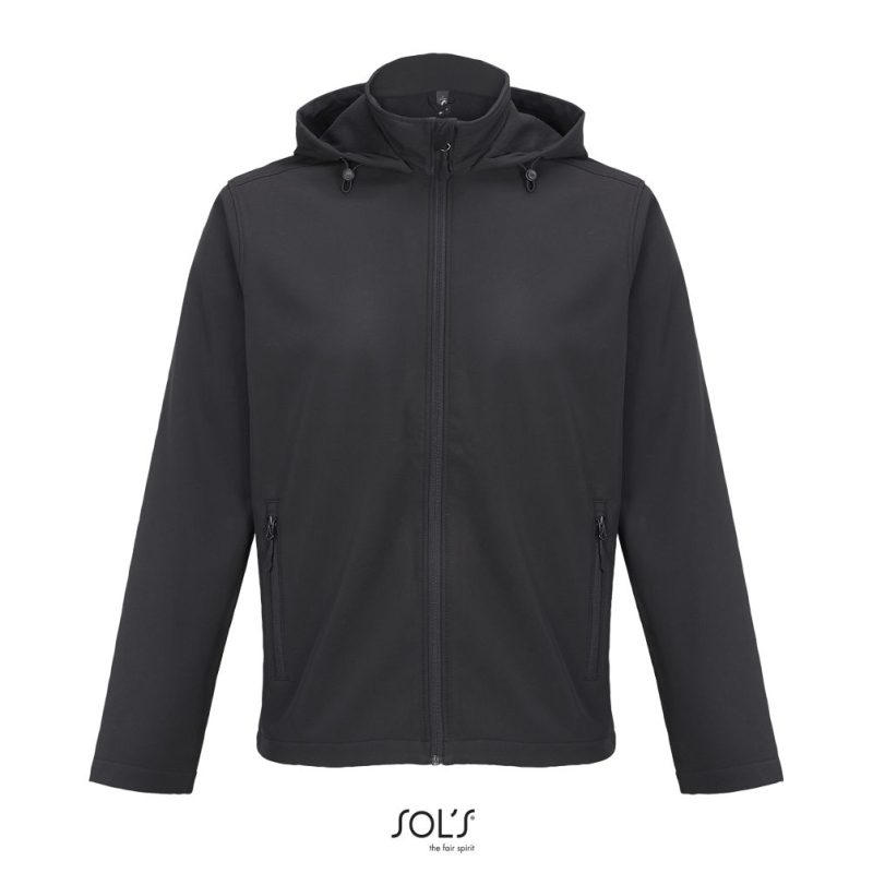 Chaqueta Softshell Hombre Con Capucha Race Hooded Men Sols - Negro - Sols