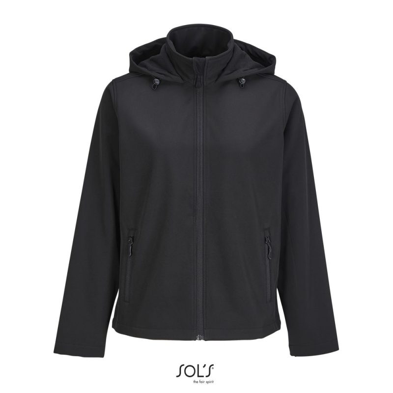 Chaqueta Softshell Mujer Con Capucha Race Hooded Women Sols - Negro - Sols
