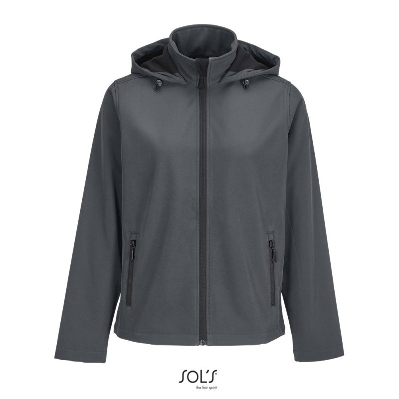 Chaqueta Softshell Mujer Con Capucha Race Hooded Women Sols - Antracita - Sols