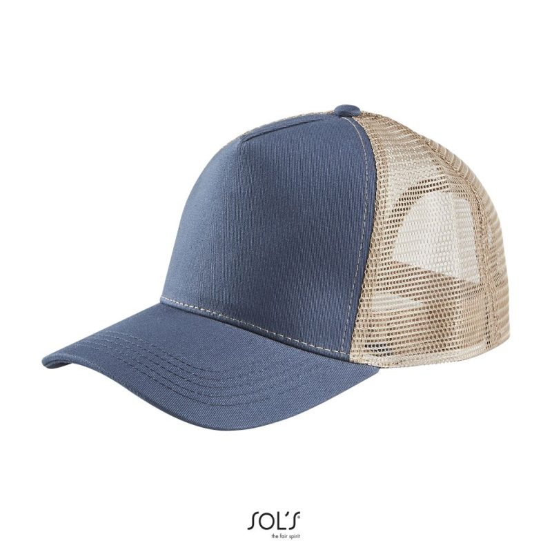 Gorra De Malla De 5 Paneles Blink Sols - Denim/Lino - Sols