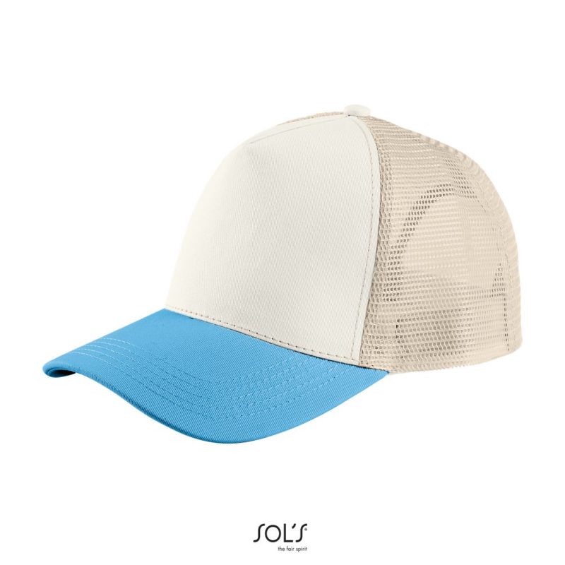 Gorra De Malla De 5 Paneles Blink Sols - Off-Wh/Aqua/Lino - Sols