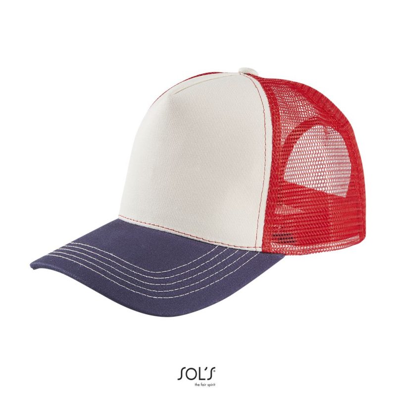 Gorra De Malla De 5 Paneles Blink Sols - Off-Wh/Fr Mar/Rojo Brillante - Sols