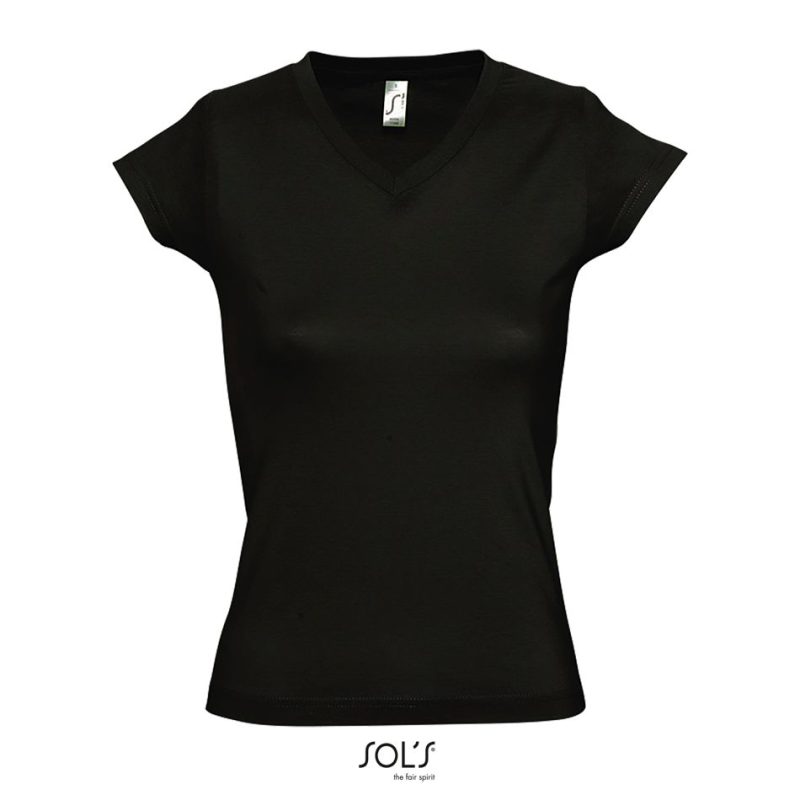 Camiseta Mujer Cuello Pico Moon Sols - Negro Profundo - Sols