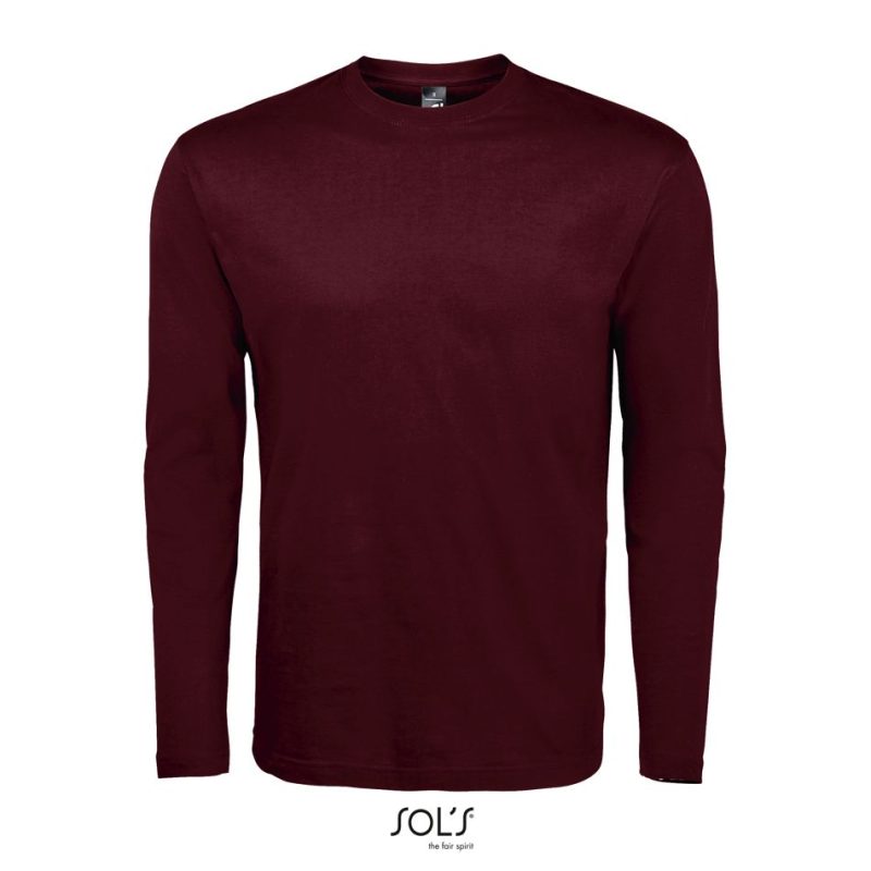 Camiseta Hombre Cuello Redondo Manga Larga Monarch Sols - Borgoña - Sols