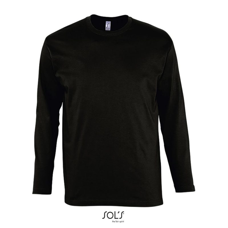 Camiseta Hombre Cuello Redondo Manga Larga Monarch Sols - Negro Profundo - Sols