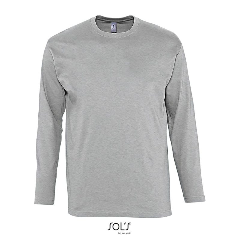 Camiseta Hombre Cuello Redondo Manga Larga Monarch Sols - Gris Mezcla - Sols