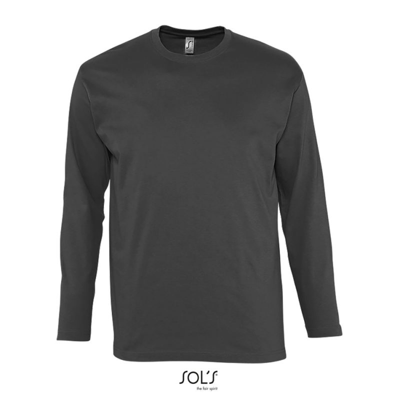 Camiseta Hombre Cuello Redondo Manga Larga Monarch Sols - Gris Oscuro - Sols