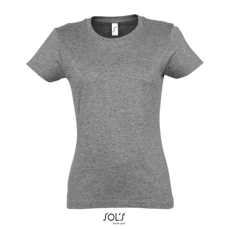 Camiseta Mujer Cuello Redondo Imperial Women Sols - Gris Mezcla - Sols