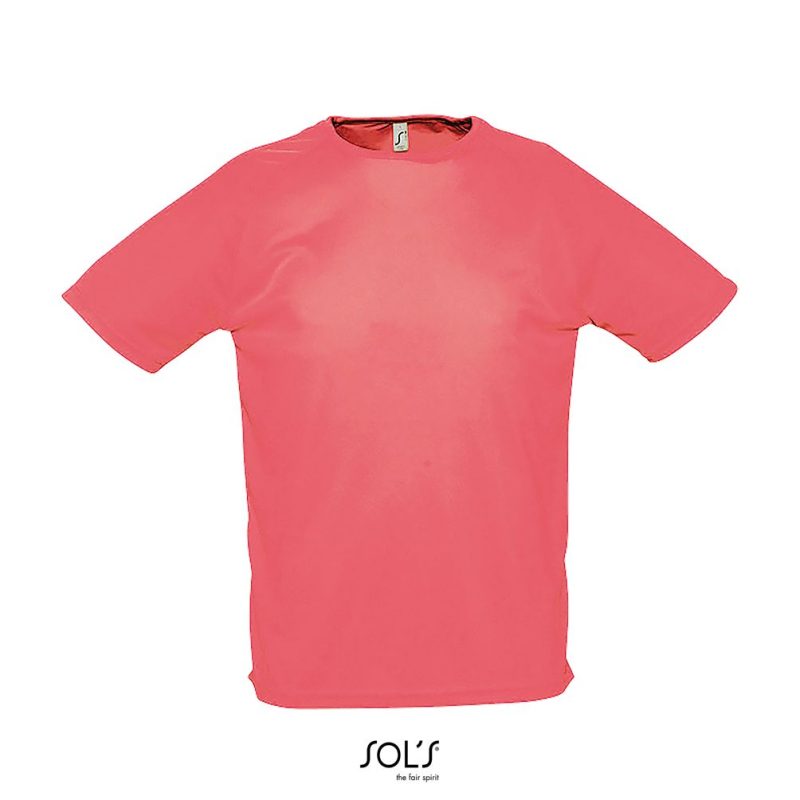 Camiseta Hombre Manga Raglán Sporty Sols - Neón Coral - Sols