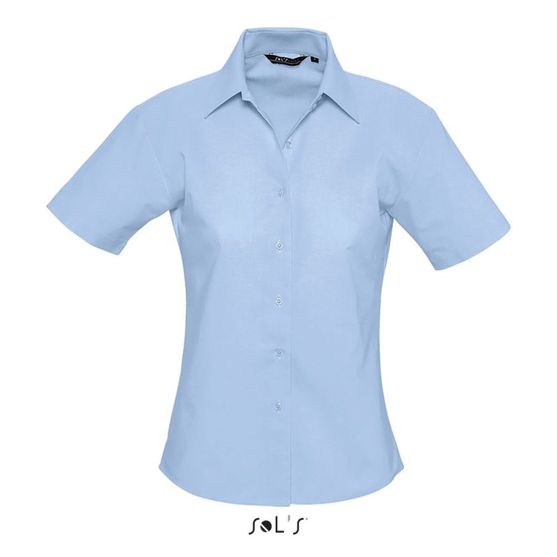 Camisa Oxford Mujer Manga Corta Elite Sols - Azul Cielo - Sols