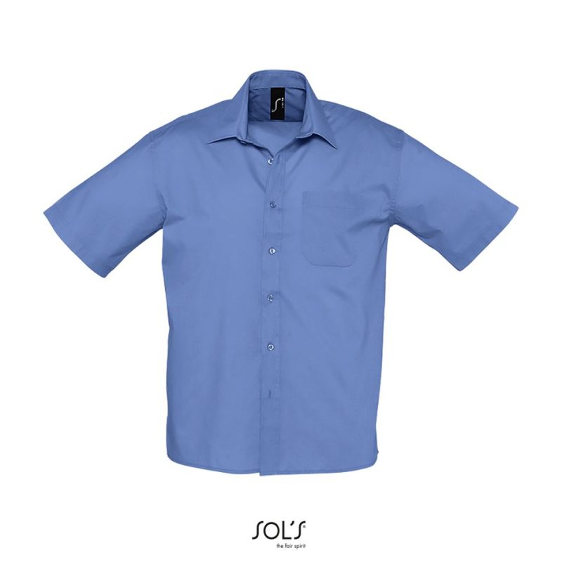 Camisa Popelín Hombre Manga Corta Bristol Sols - Azul Médio - Sols