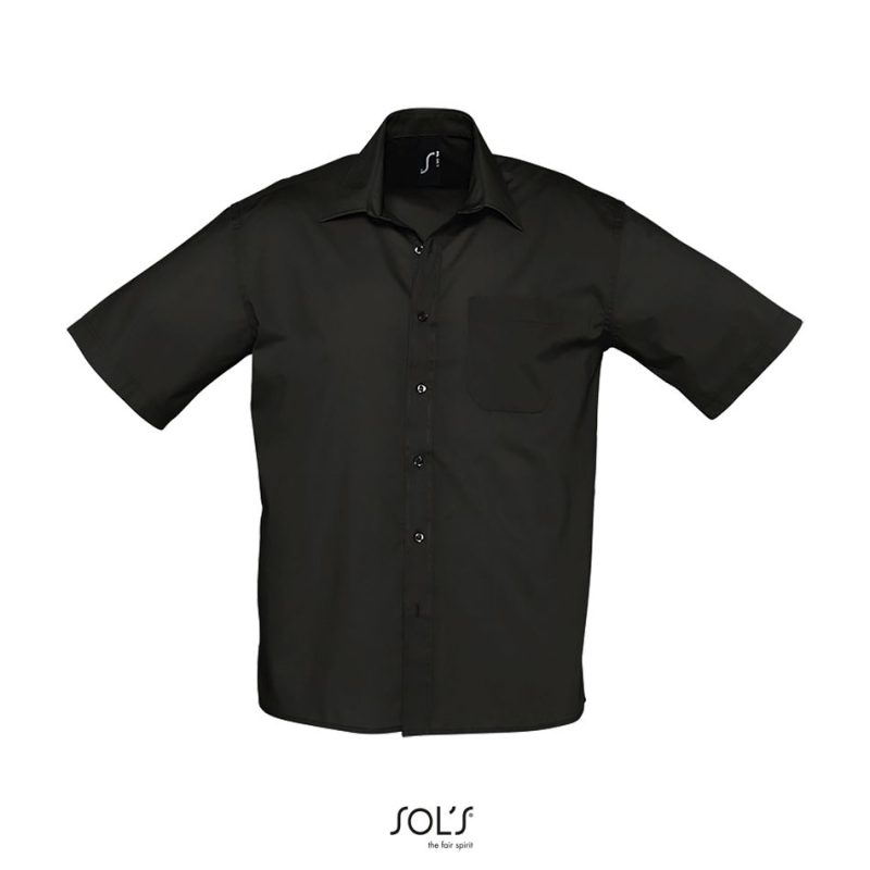 Camisa Popelín Hombre Manga Corta Bristol Sols - Negro - Sols