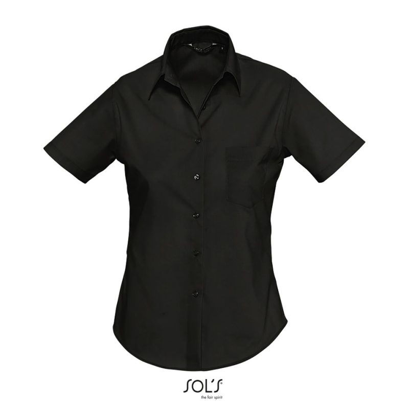 Camisa Popelín Mujer Manga Corta Escape Sols - Negro - Sols