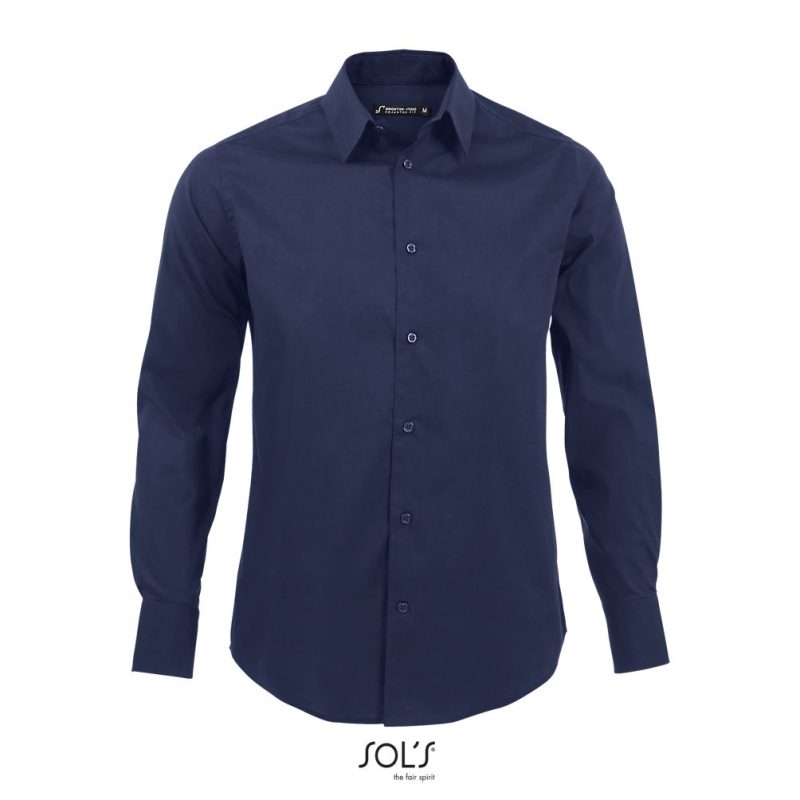Camisa Hombre Strech Manga Larga Brighton Sols - Azul Oscuro - Sols