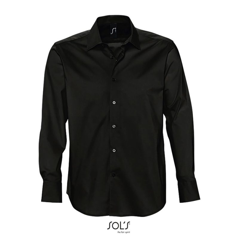 Camisa Hombre Strech Manga Larga Brighton Sols - Negro - Sols