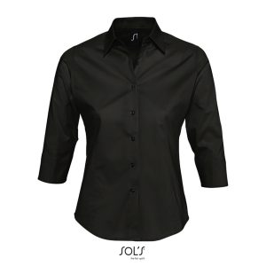 Camisa Stretch Mujer Manga 3/4 Effect Sols - Negro - Sols