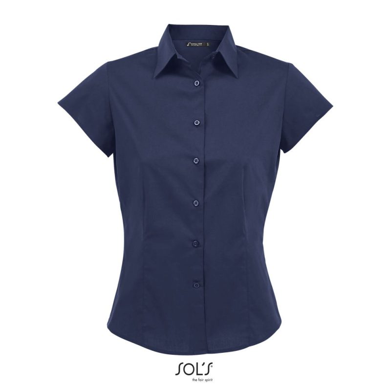 Camisa Strech Mujer Manga Corta Excess Sols - Azul Oscuro - Sols