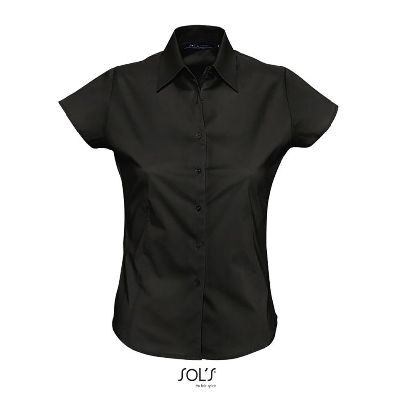 Camisa Strech Mujer Manga Corta Excess Sols - Negro - Sols