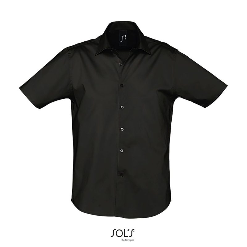 Camisa Strech Hombre Manga Corta Broadway Sols - Negro - Sols