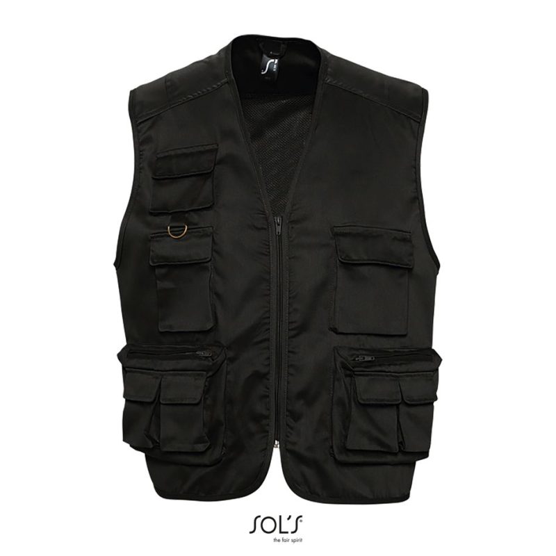 Chaleco Reportero Multibolsillos Wild Sols - Negro - Sols