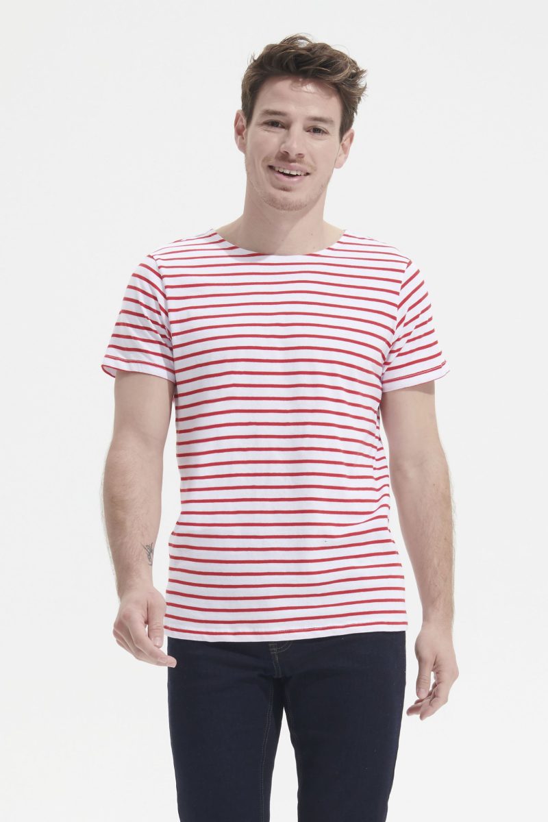 Camiseta De Cuello Redondo A Rayas Para Hombre Miles Men Sols