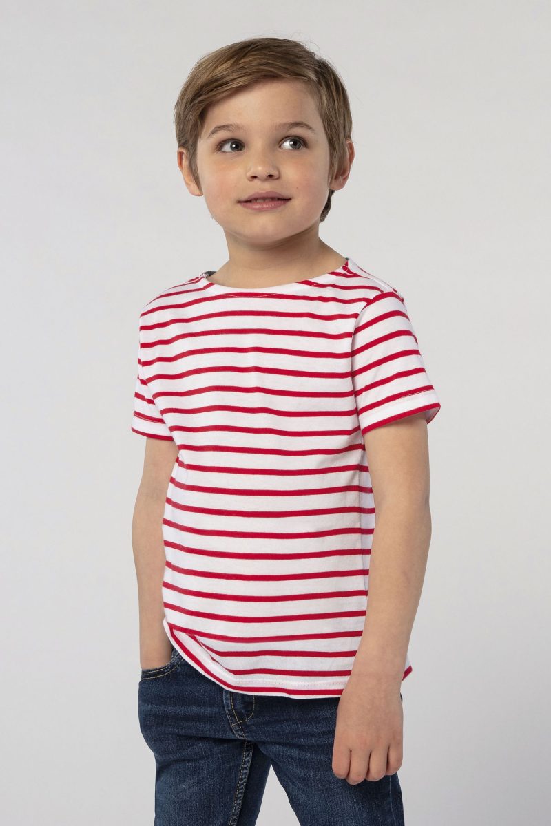 Camiseta De Cuello Redondo A Rayas Para Niño Miles Kids Sols