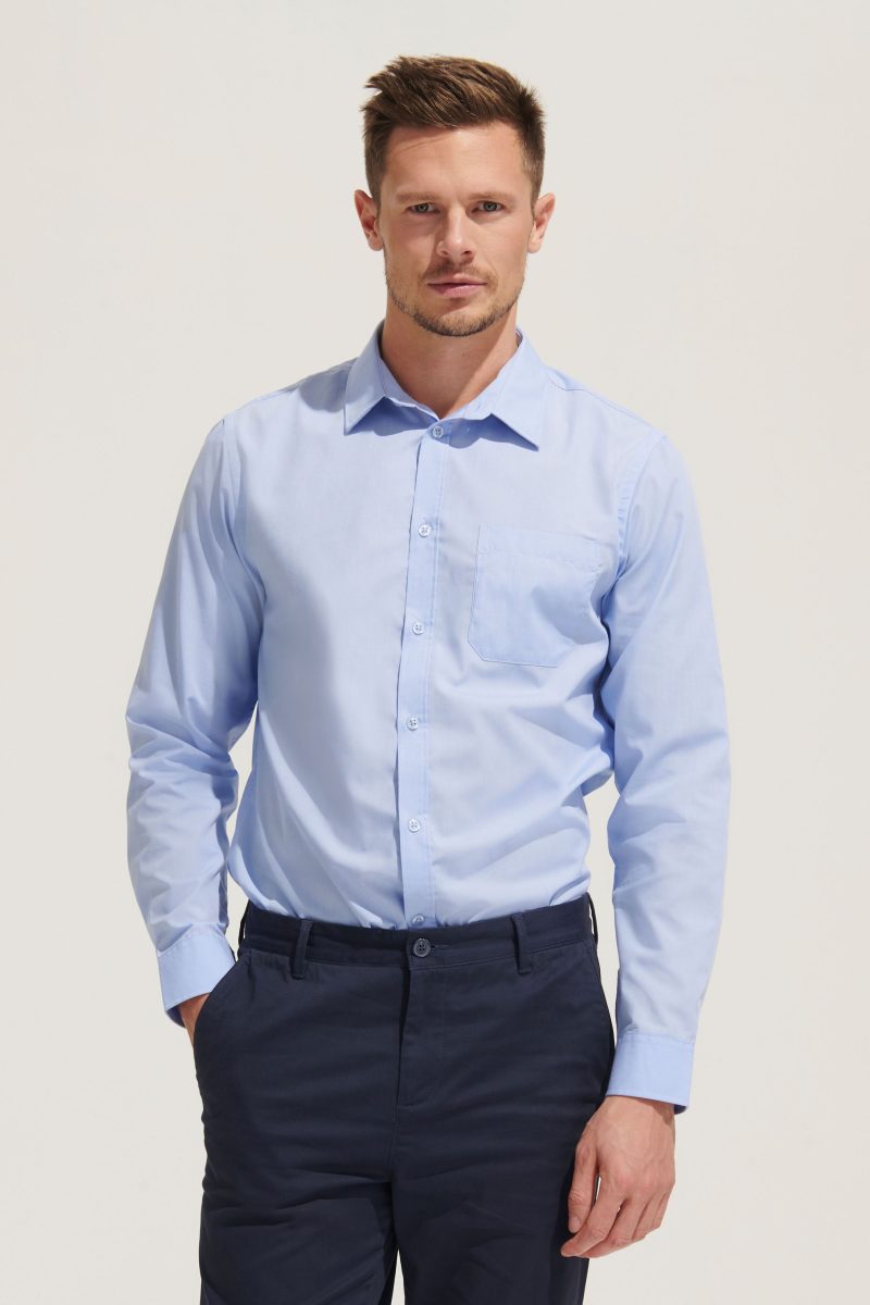 Camisa De Popelina De Hombre De Manga Larga Baltimore Fit Sols