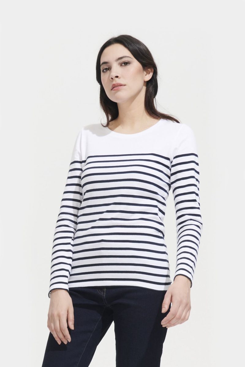 Camiseta Rayada De Manga Larga Para Mujer Matelot Lsl Women Sols